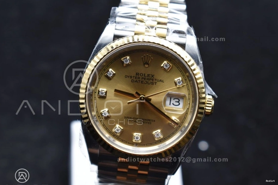 YG SS Dial VR3235 Jubilee 904L Best YG DateJust 36 1:1 126233 Edition Bracelet Diamonds Steel Clean on 1106